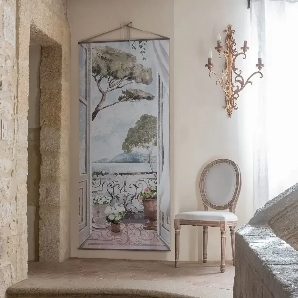 Paintings - Hanging canvas Mediterranean Balcony 90 x 200 - MATHILDE M.