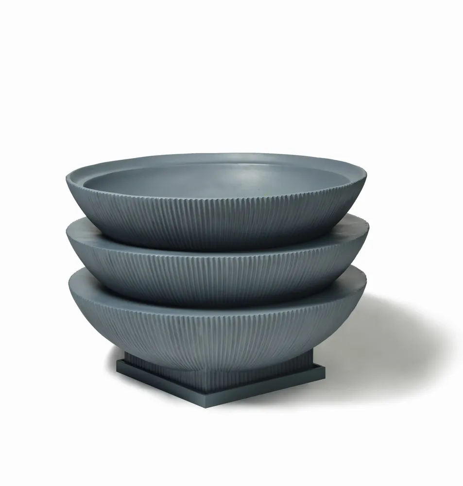 Pots de fleurs - Jardinière surdimensionnée en fibre de verre à demi-dôme, gris - TULESTE FACTORY