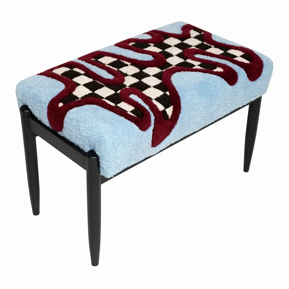 Armchairs - Bench in Hand Tufted Wool and Beech Wood by Vintola Studio - TULESTE FACTORY