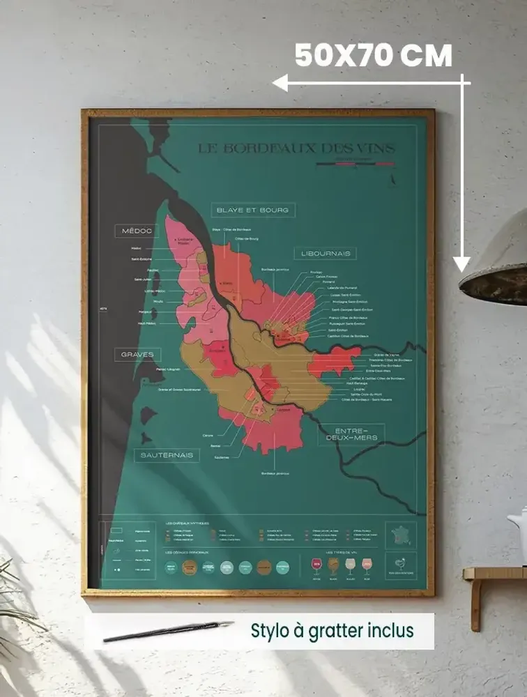 Objets de décoration - Carte du vin à gratter - Bordeaux - 1020 DÉGUSTATIONS