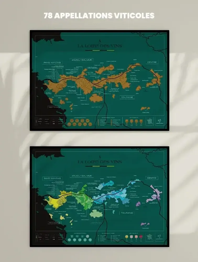 Objets de décoration - Carte du vin à gratter - Loire - 1020 DÉGUSTATIONS