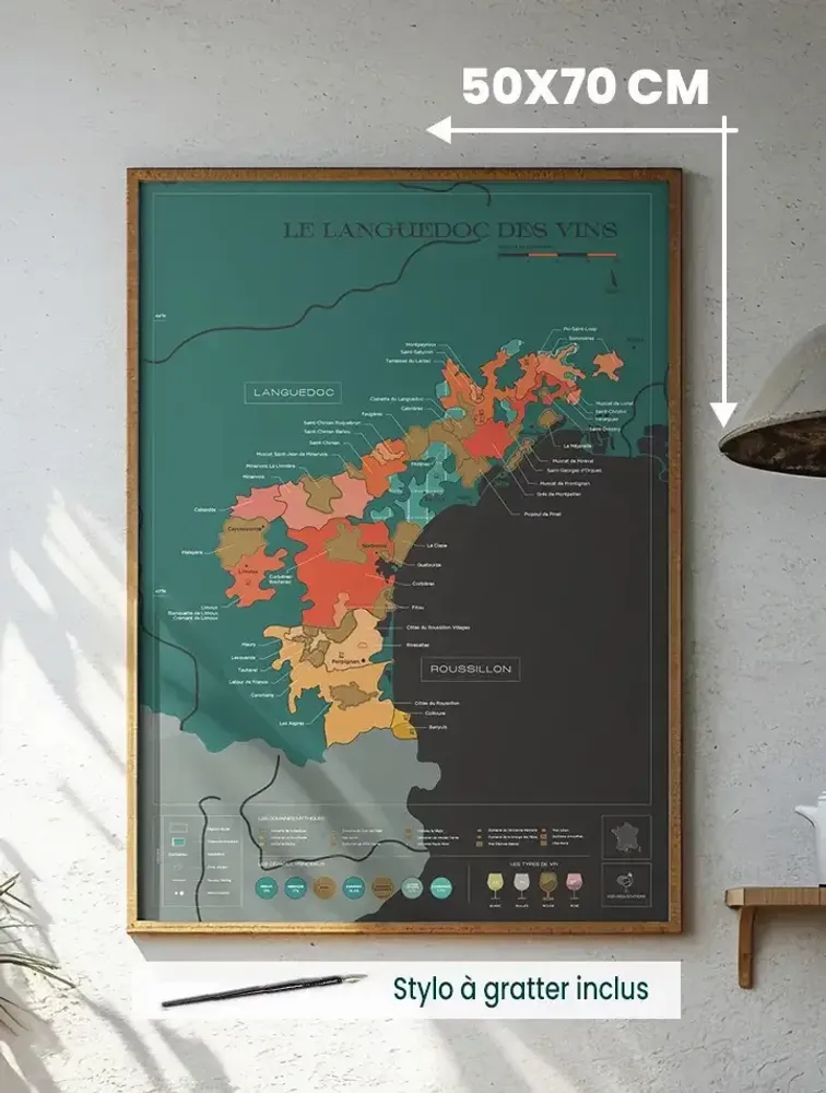 Objets de décoration - Carte du vin à gratter - Languedoc - 1020 DÉGUSTATIONS