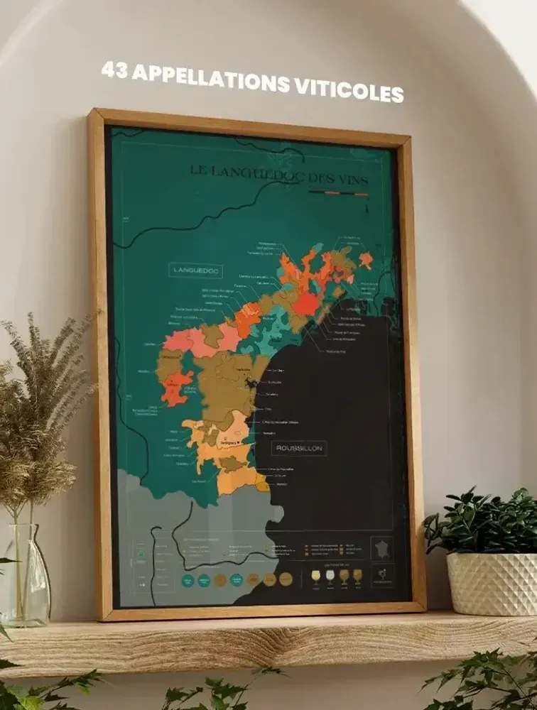 Objets de décoration - Carte du vin à gratter - Languedoc - 1020 DÉGUSTATIONS