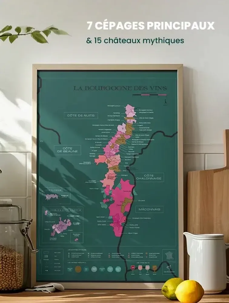 Objets de décoration - Carte du vin à gratter - Bourgogne - 1020 DÉGUSTATIONS