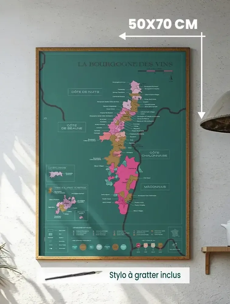 Objets de décoration - Carte du vin à gratter - Bourgogne - 1020 DÉGUSTATIONS