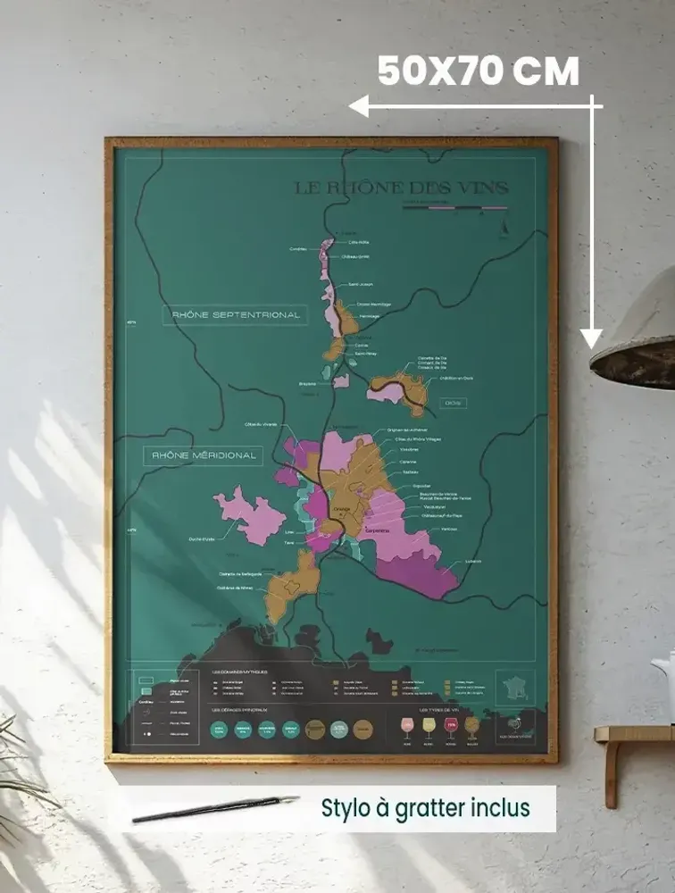 Objets de décoration - Carte du vin à gratter - Rhône - 1020 DÉGUSTATIONS