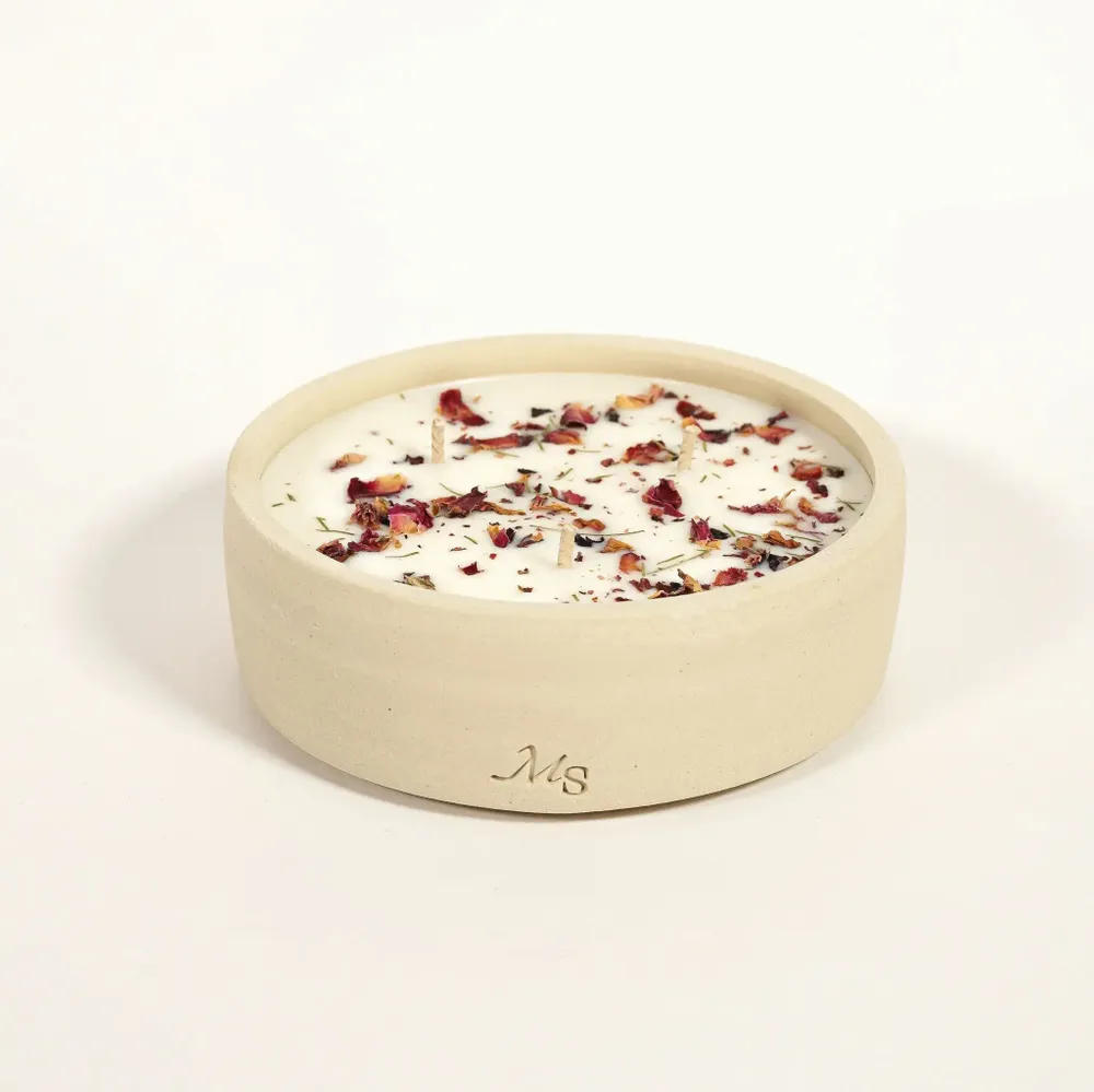 Décorations florales - Bougie grès - Rose du séjour (300G) - MAISON SÉJOUR