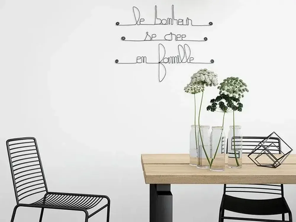 Other wall decoration - Wire Wall Decor Quote " Happiness is created in family " - BIJOUX DE MUR