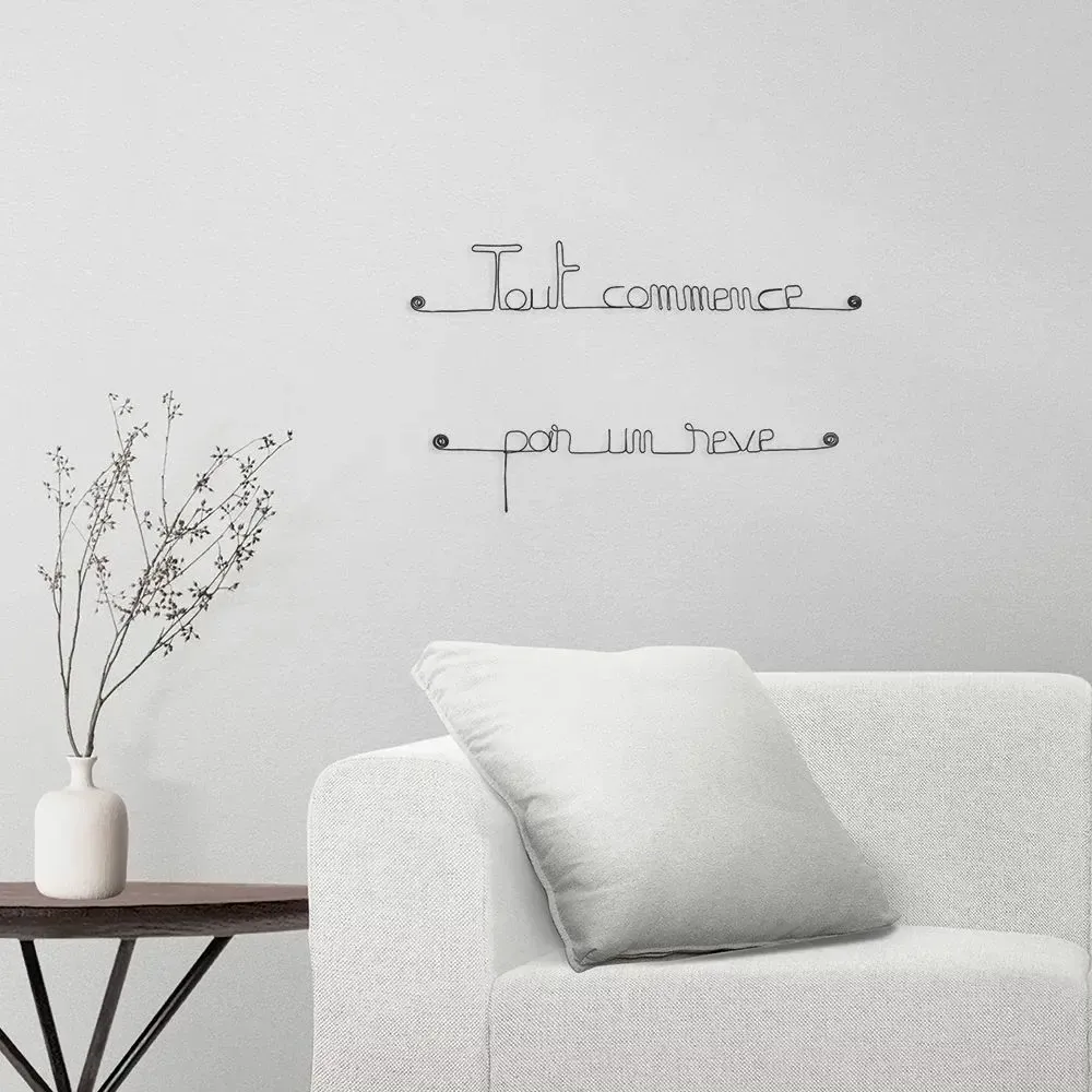 Children's decorative items - Wire Wall Quote" It all starts with a dream” - Bedroom - BIJOUX DE MUR