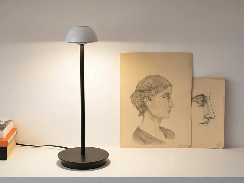 Table lamps - ABSIDIOLA mini L table lamp in alabaster or ceramic - LUXCAMBRA