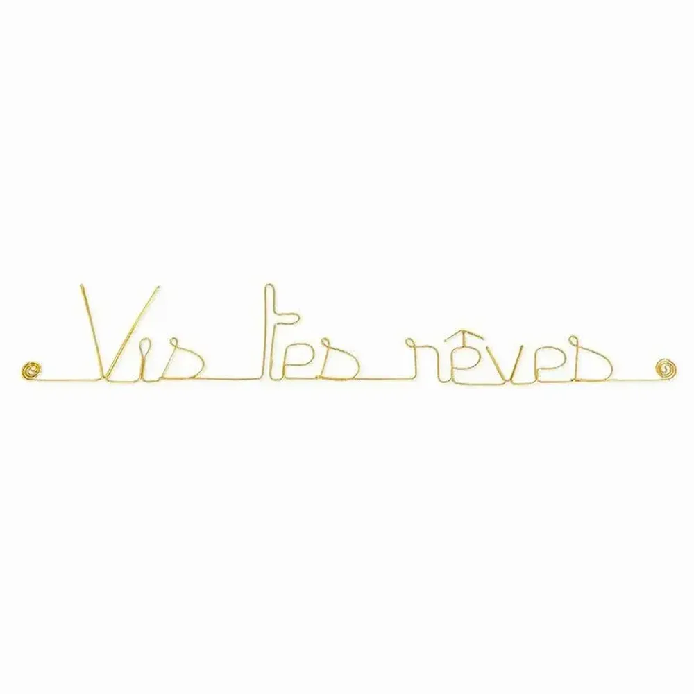 Other wall decoration - Gold Brass Wire Wall Decoration " Live your dreams ” - to pin - BIJOUX DE MUR