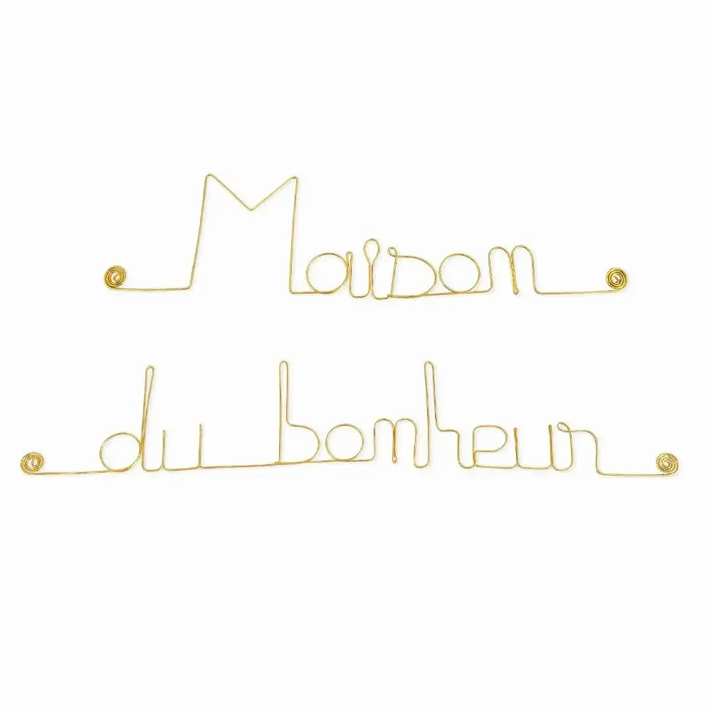 Autres décorations murales - Décoration Murale en Fil de Laiton Doré "Maison du bonheur" - BIJOUX DE MUR