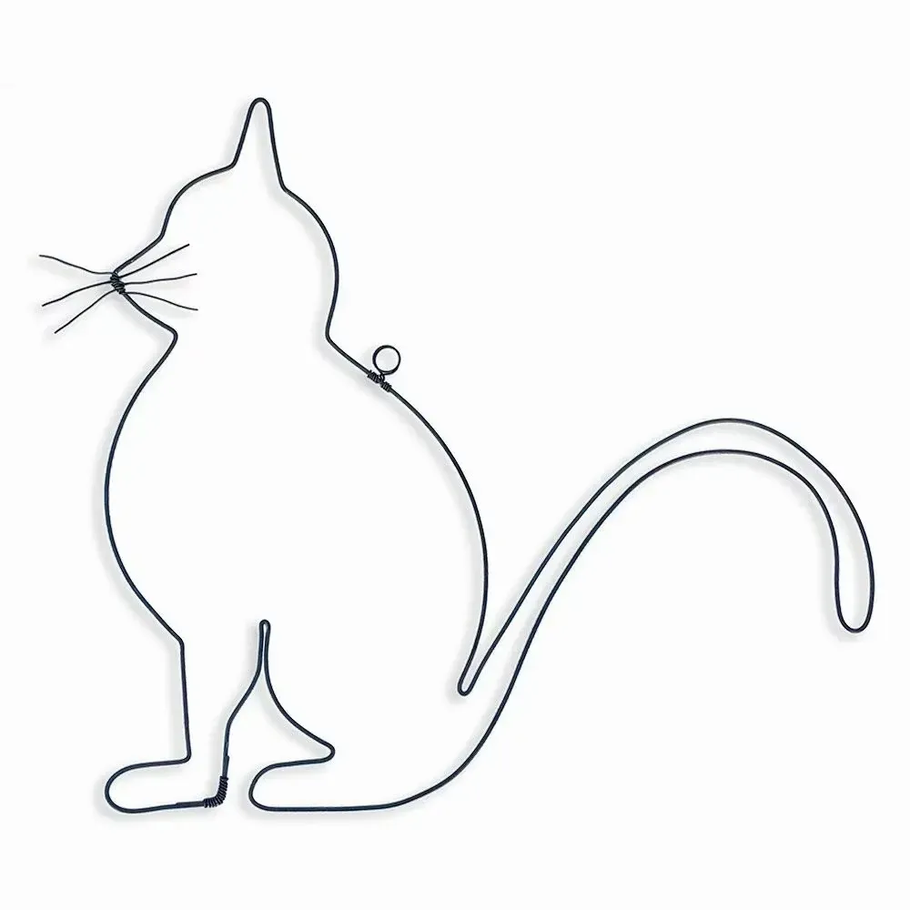 Other wall decoration - Wire Wall Decoration - Silhouette Cat Sitting - To be tapped - BIJOUX DE MUR