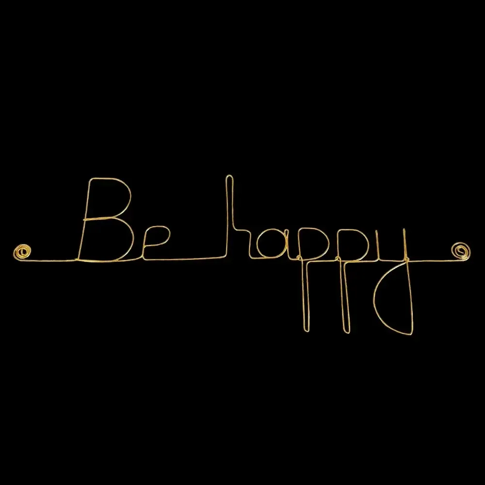 Other wall decoration - Little Word Gold Brass Wire Wall Decor ” Be happy" - BIJOUX DE MUR