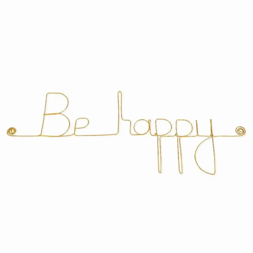 Other wall decoration - Little Word Gold Brass Wire Wall Decor ” Be happy" - BIJOUX DE MUR