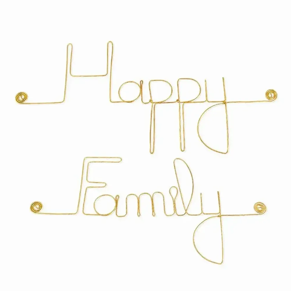 Other wall decoration - Golden Brass Wire Wall Decor for the wall ” Happy Family " - BIJOUX DE MUR