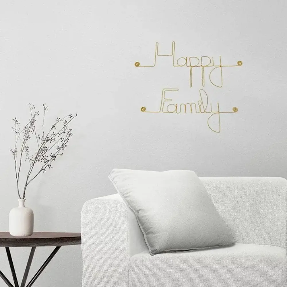 Other wall decoration - Golden Brass Wire Wall Decor for the wall ” Happy Family " - BIJOUX DE MUR