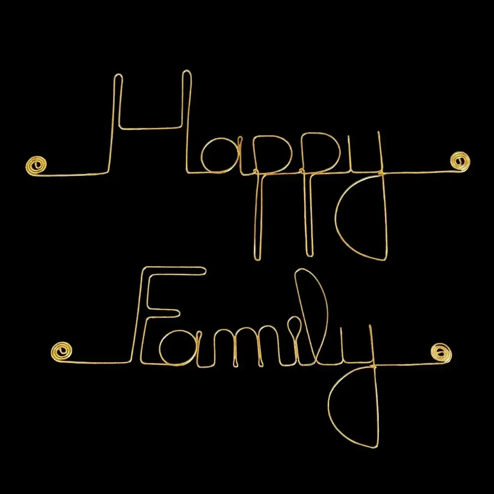 Other wall decoration - Golden Brass Wire Wall Decor for the wall ” Happy Family " - BIJOUX DE MUR