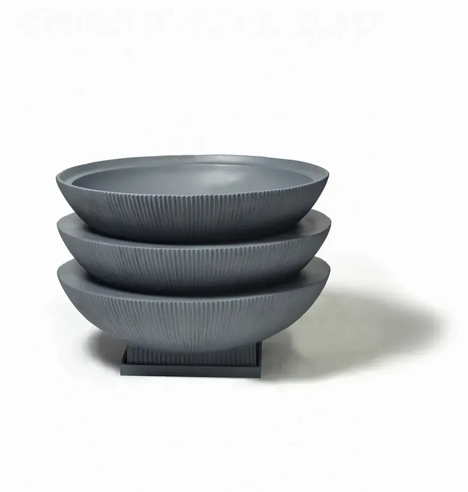 Pots de fleurs - Jardinière surdimensionnée en fibre de verre à demi-dôme, gris - TULESTE FACTORY