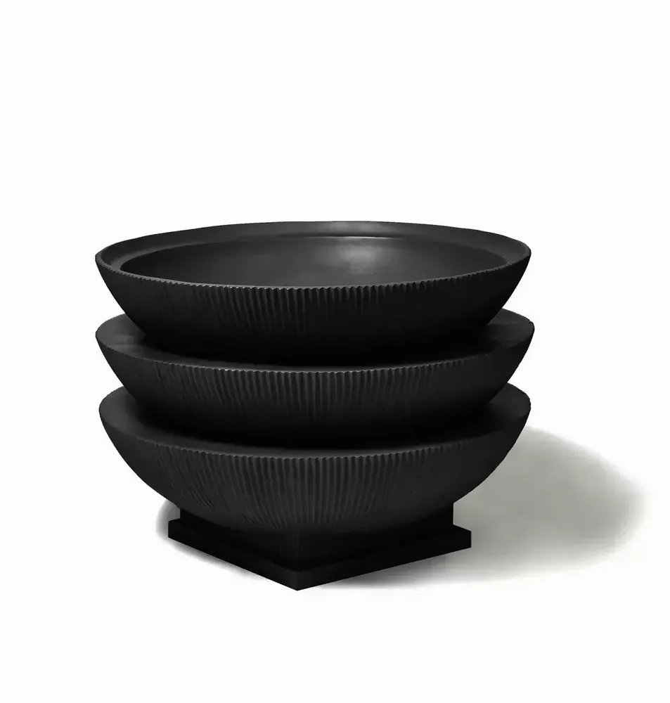 Pots de fleurs - Jardinière surdimensionnée en fibre de verre à demi-dôme, gris - TULESTE FACTORY