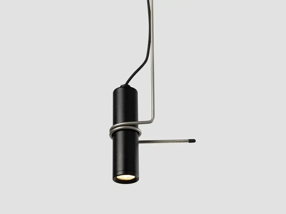 Hanging lights - HOLD hanging lamp with steel rod in black or white - LUXCAMBRA