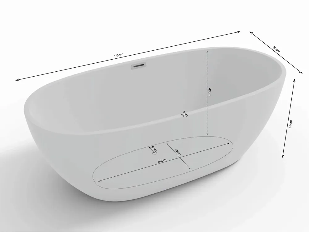 Bathtubs - Freestanding Oval Bathtub SAMBA L. 170 x W. 79 cm, by SPALINA - SPALINA