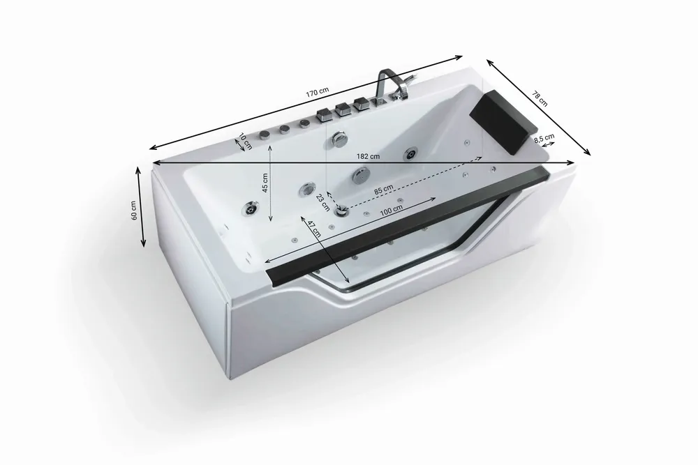 Baignoires - Baignoire Balnéo Tahiti Jets, 170x80cm, By Spalina - SPALINA