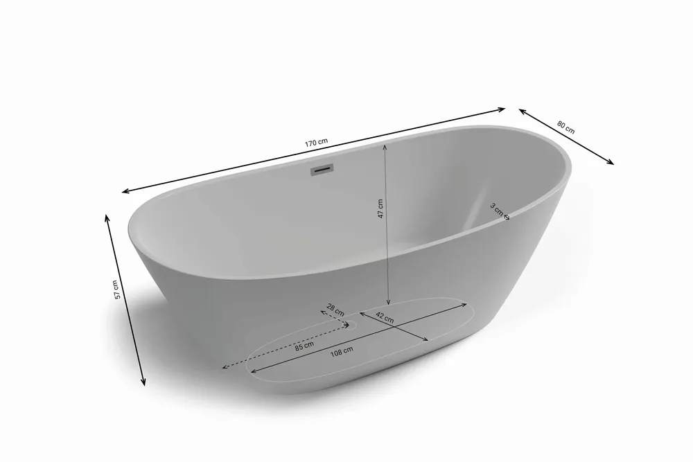 Baignoires - Baignoire îlot ovale VENECIA 170x80cm, by SPALINA - SPALINA