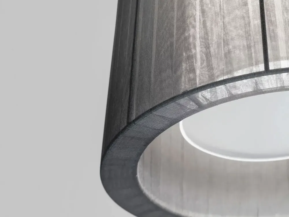 Hanging lights - INDIANA black hanging lamp with white, gray or beige organza shade - LUXCAMBRA