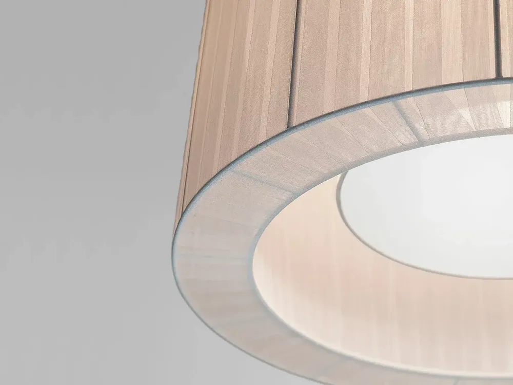 Hanging lights - INDIANA black hanging lamp with white, gray or beige organza shade - LUXCAMBRA