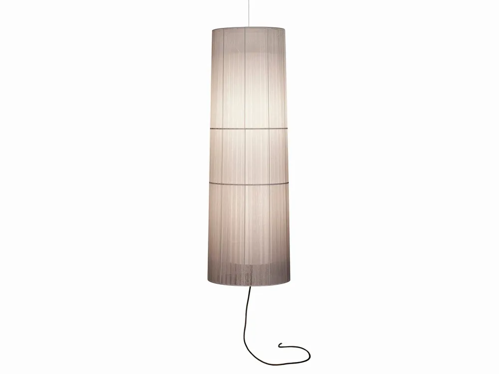 Hanging lights - INDIANA hanging lamp XL grey organza shade - LUXCAMBRA