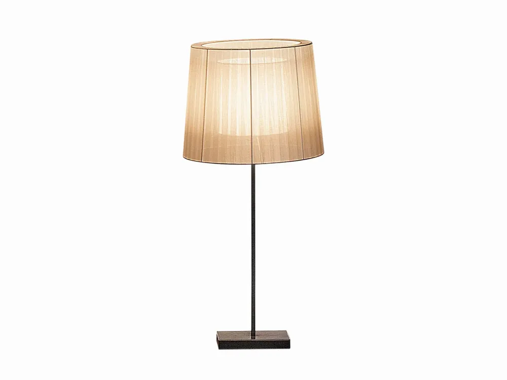 Lampes de table - INDIANA lampe à poser avec abat-jour d'organza beige - LUXCAMBRA