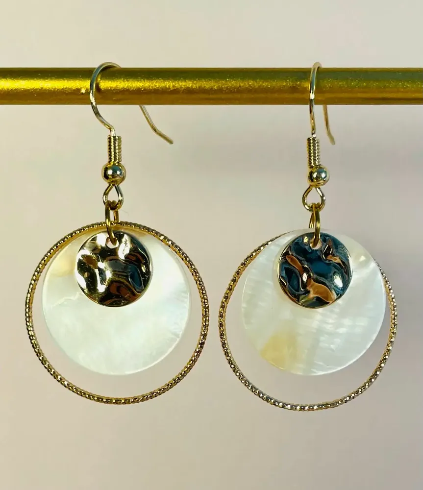 Jewelry - Surabaya earrings - stainless steel and mother-of-pearl - LILIBELLULE