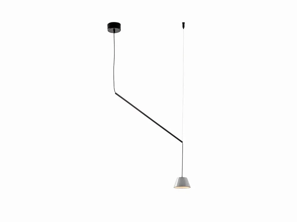 Hanging lights - ABSIDIOLA conica moving hanging lamp with ceramic shade - LUXCAMBRA