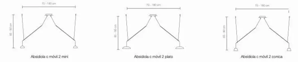 Hanging lights - ABSIDIOLA moving hanging lamp plato with 2 ceramic shades - LUXCAMBRA