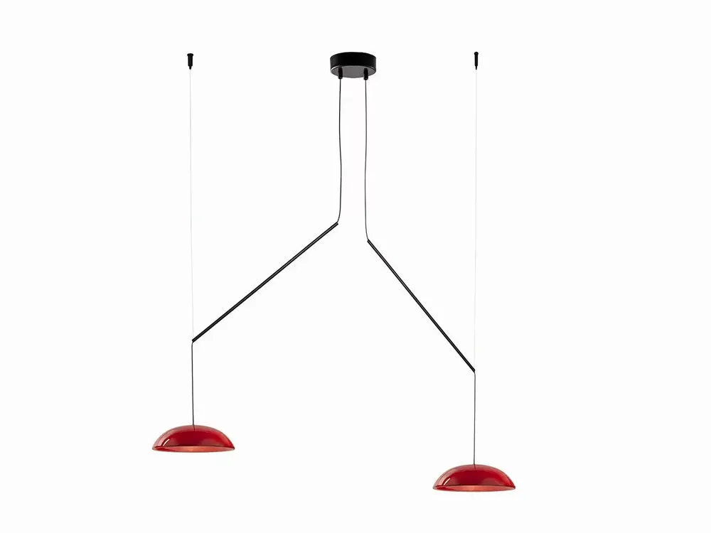Hanging lights - ABSIDIOLA moving hanging lamp plato with 2 ceramic shades - LUXCAMBRA