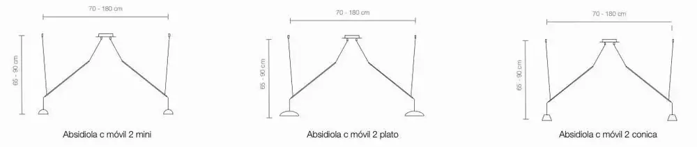 Hanging lights - ABSIDIOLA moving hanging lamp with 2 ceramic shades - LUXCAMBRA
