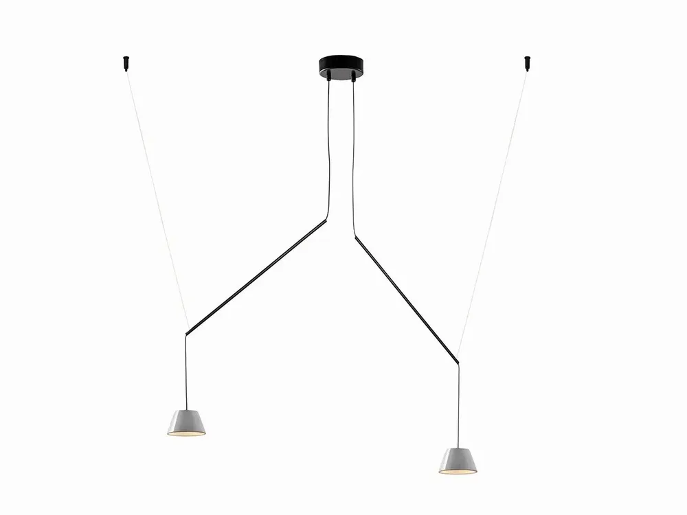 Hanging lights - ABSIDIOLA moving hanging lamp with 2 ceramic shades - LUXCAMBRA
