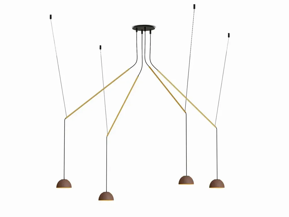 Hanging lights - ABSIDIOLA mini moving hanging lamp with 4 alabaster/ceramic shades - LUXCAMBRA