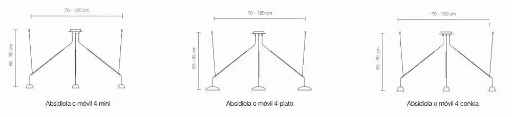 Suspensions - ABSIDIOLA suspension mobile conica à 4 abat-jours en céramique - LUXCAMBRA