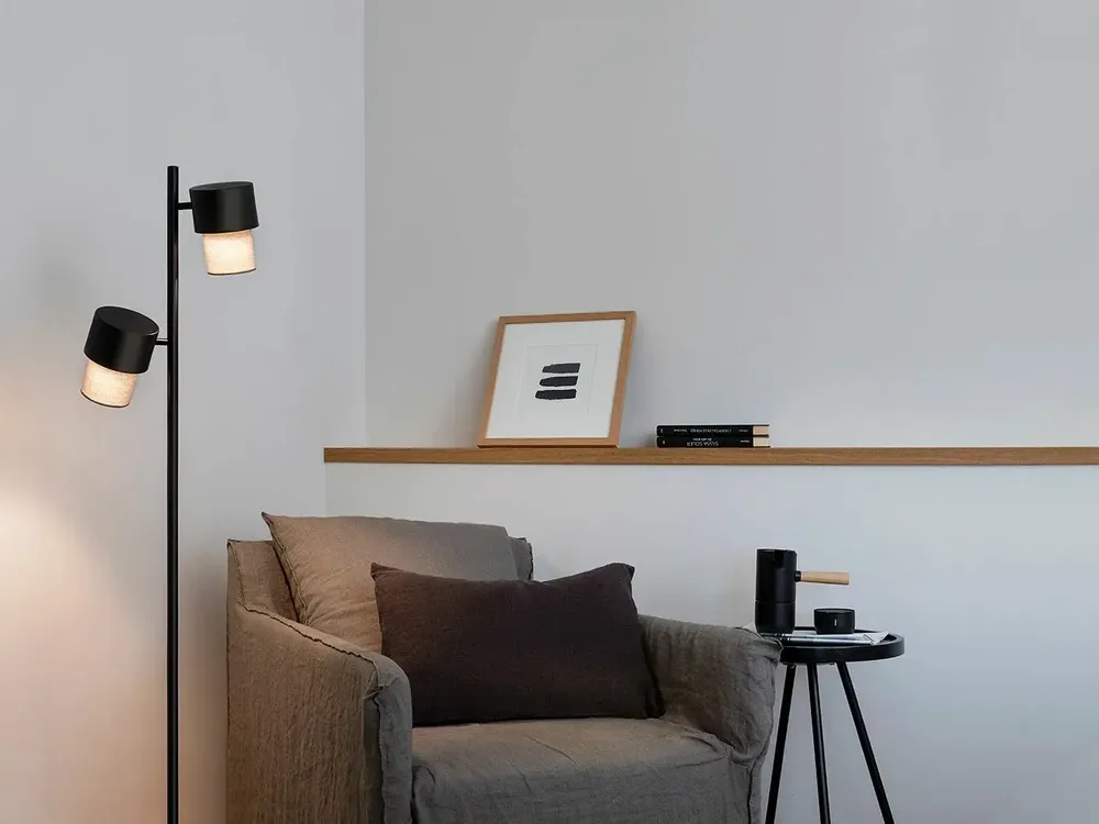 Floor lamps - KAN floor lamp in black with 2 shades - LUXCAMBRA