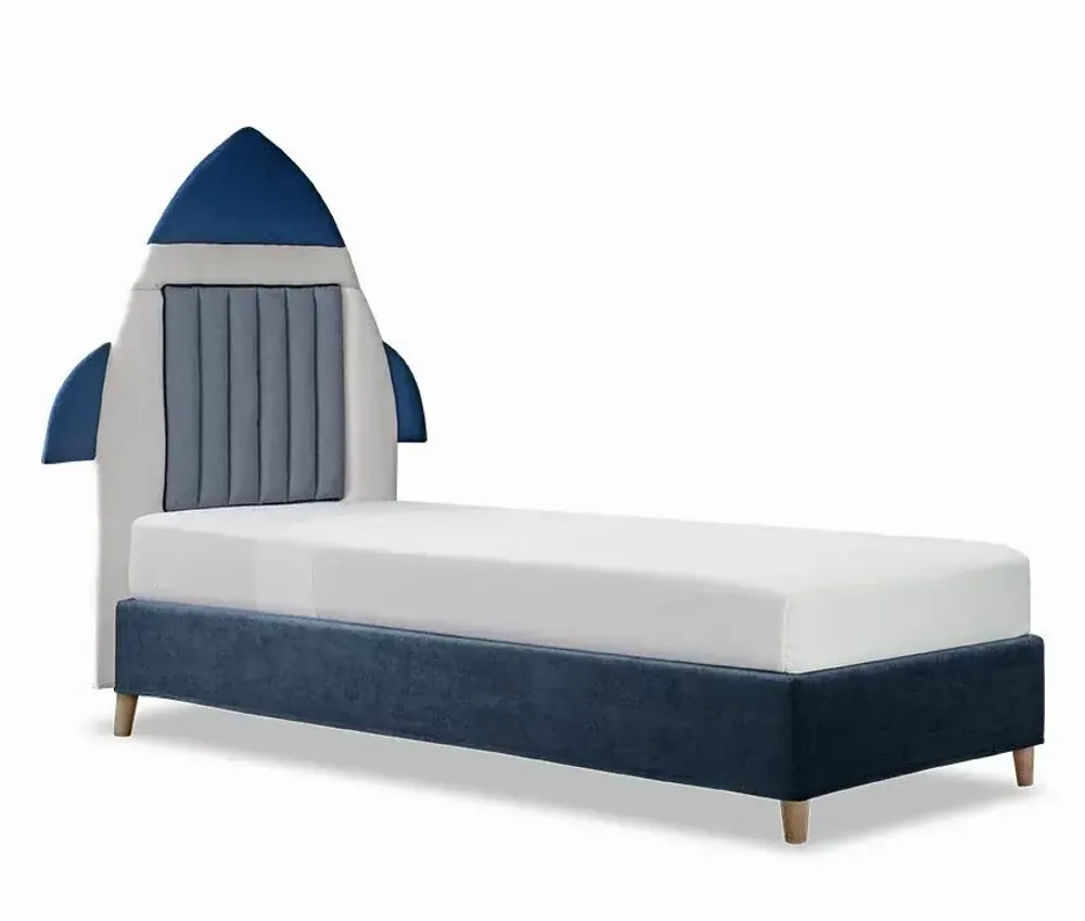 Children's bedrooms - Space Craft Apollo 22 Upholstered Bed - BLUE BEAR