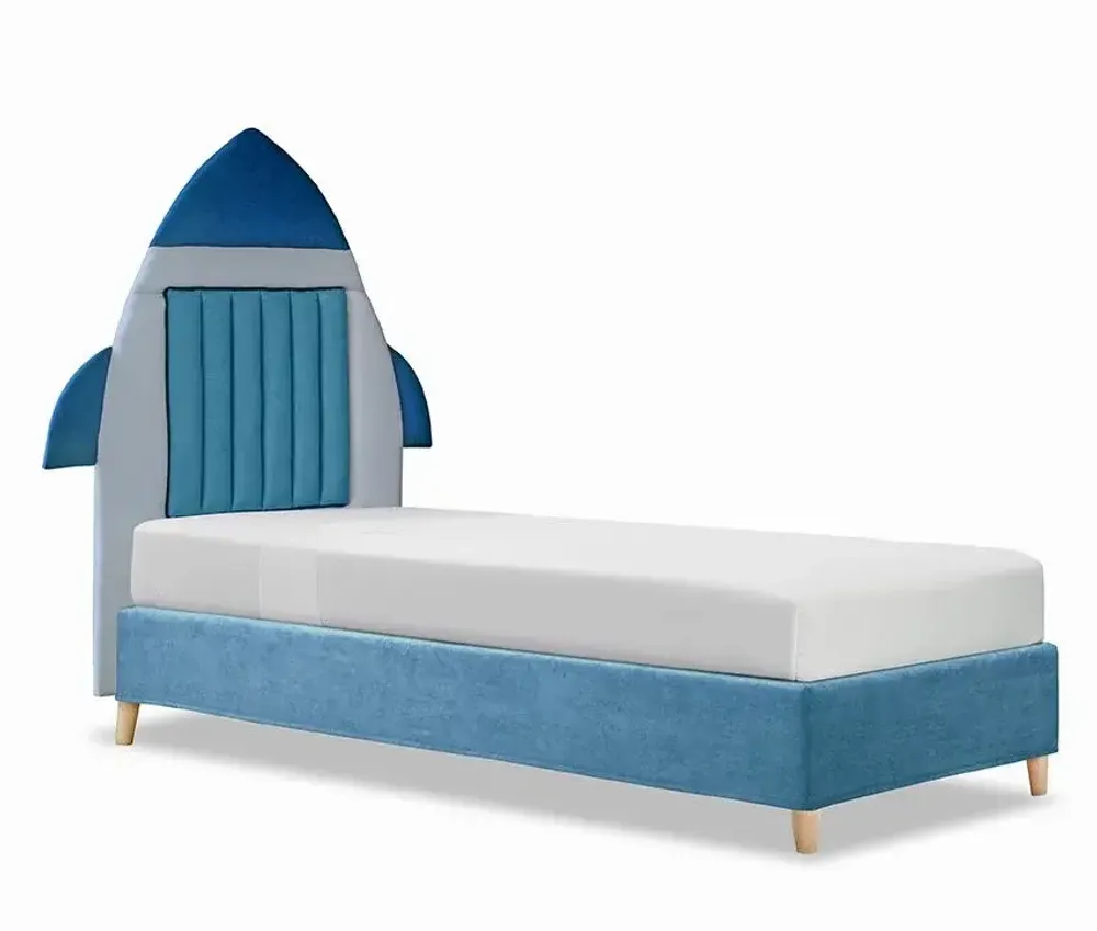 Children's bedrooms - Space Craft Apollo 22 Upholstered Bed - BLUE BEAR