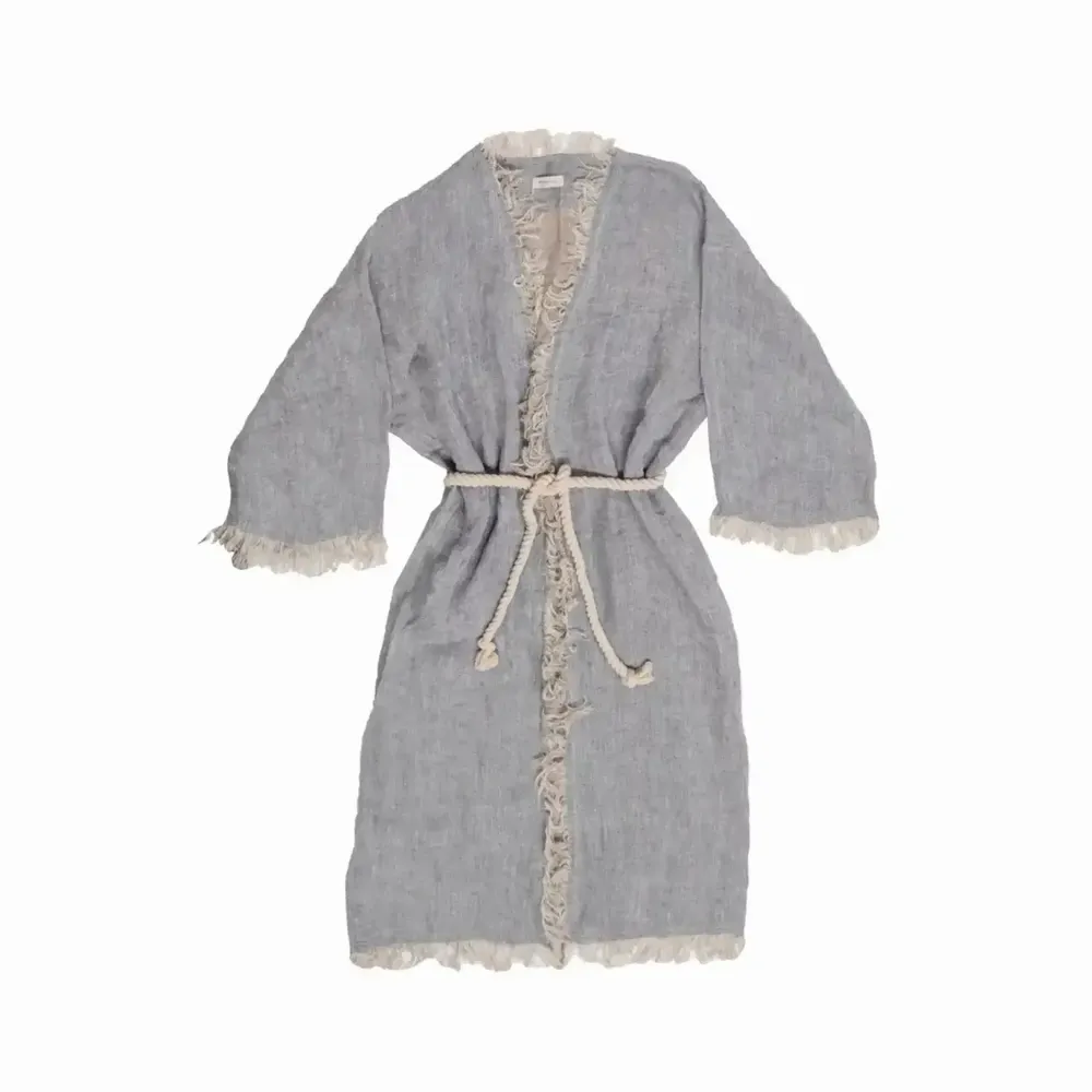 Homewear - Kimono en double gaze de lin GRACE longueur 120 cm - BED AND PHILOSOPHY