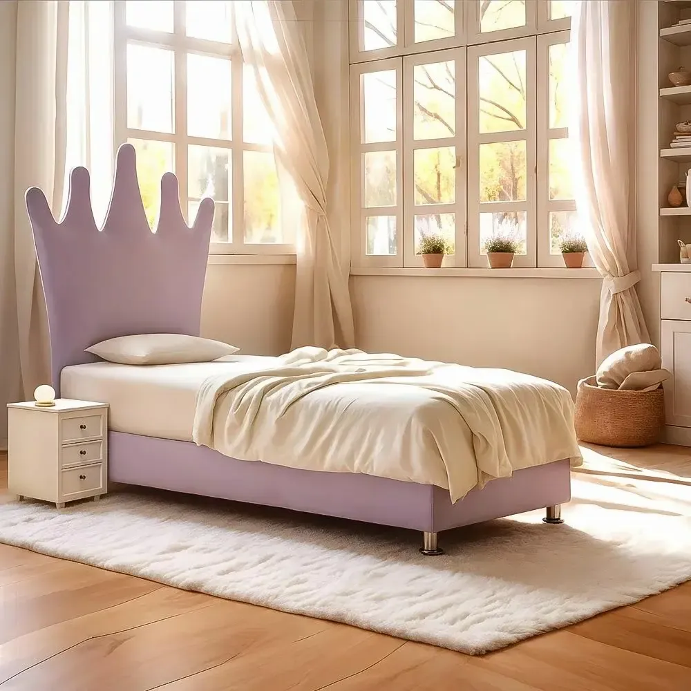 Children's bedrooms - Princess Crown Upholstered Bed - BLUE BEAR