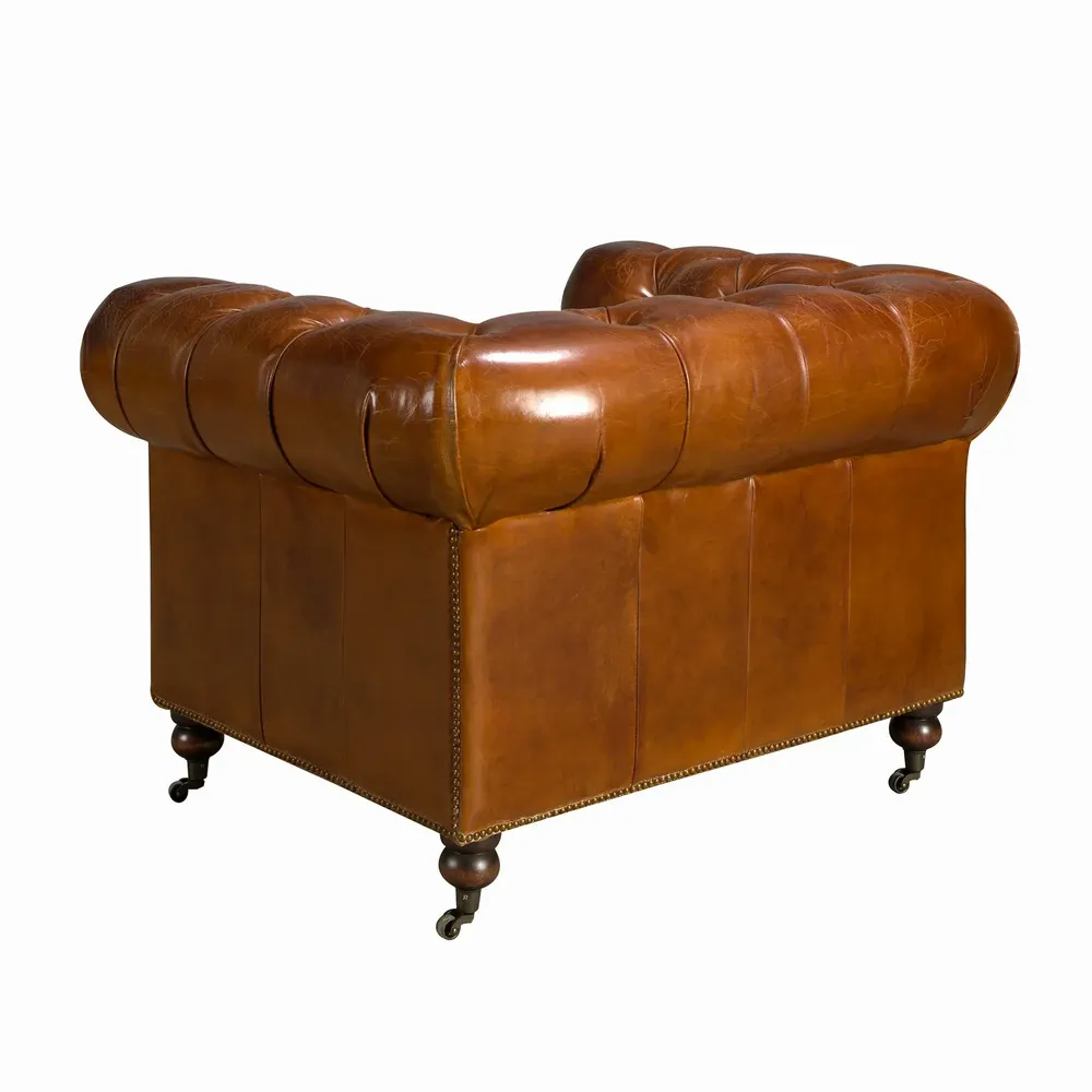 Fauteuils - Fauteuil Chester en cuir brun cognac - ANGEL CERDÁ