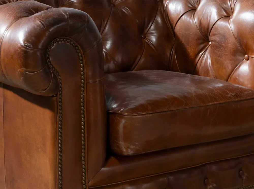 Fauteuils - Fauteuil Chester en cuir brun cognac - ANGEL CERDÁ