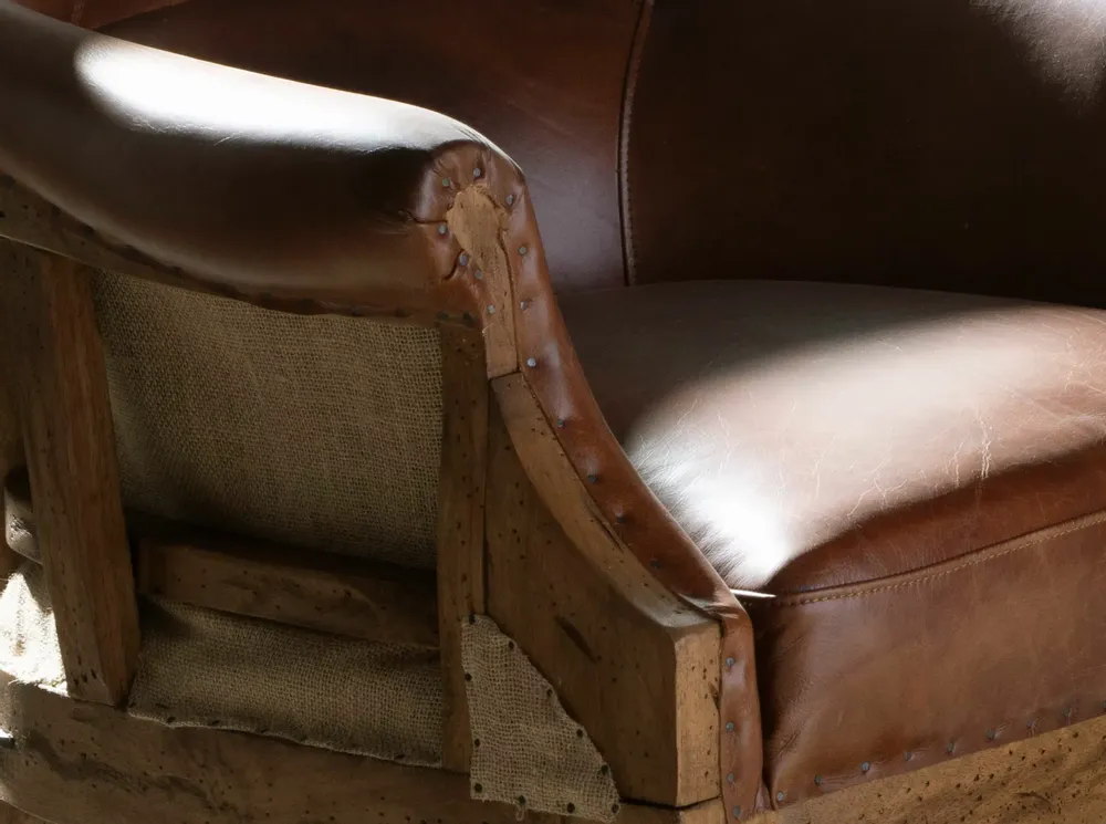 Armchairs - Cognac brown leather armchair - ANGEL CERDÁ