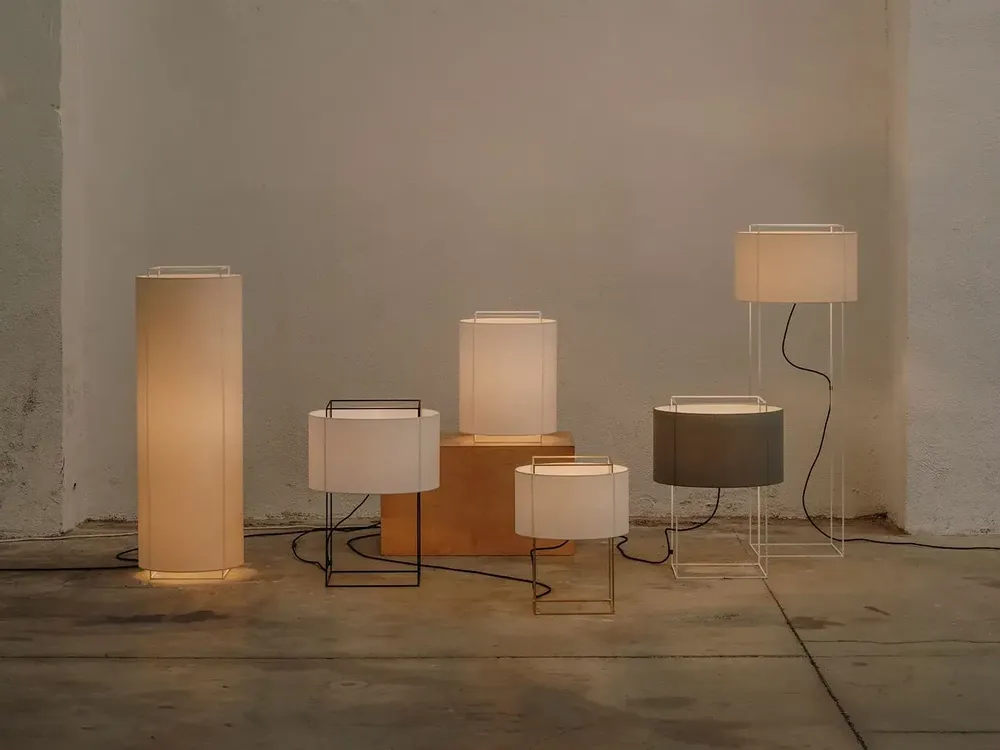 Lampes de table - LEWIT lampe à poser en taille L avec abat-jour en cotonet - LUXCAMBRA