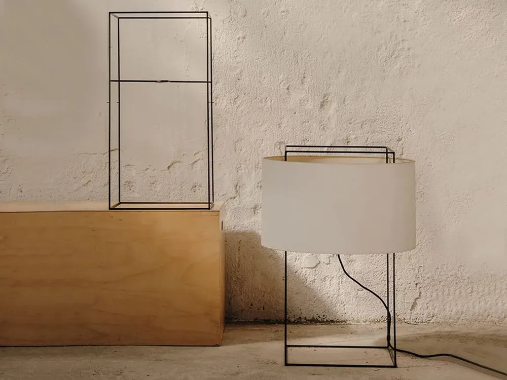 Lampes de table - LEWIT lampe à poser en taille L avec abat-jour en cotonet - LUXCAMBRA